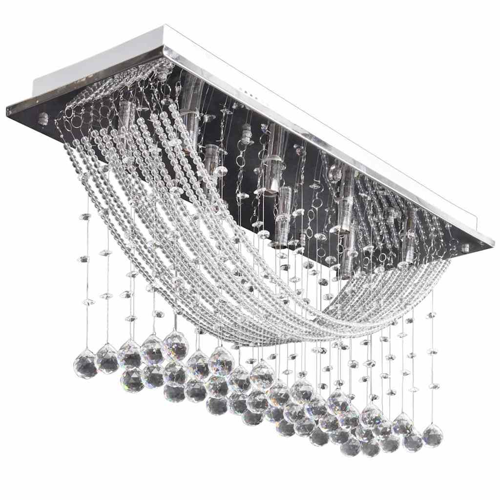 Valge laelamp sädelevate klaasist kristallhelmestega 8xG9 29 cm