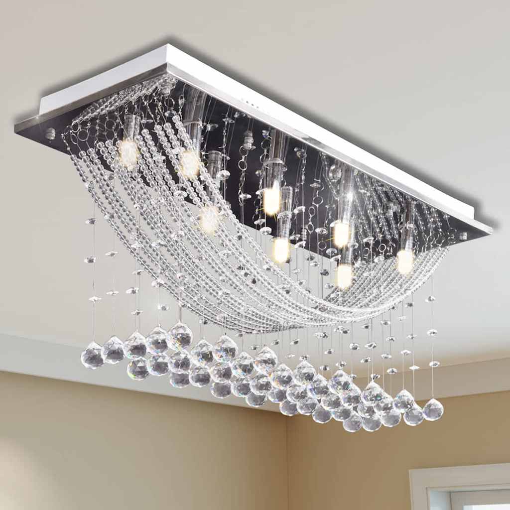 Valge laelamp sädelevate klaasist kristallhelmestega 8xG9 29 cm