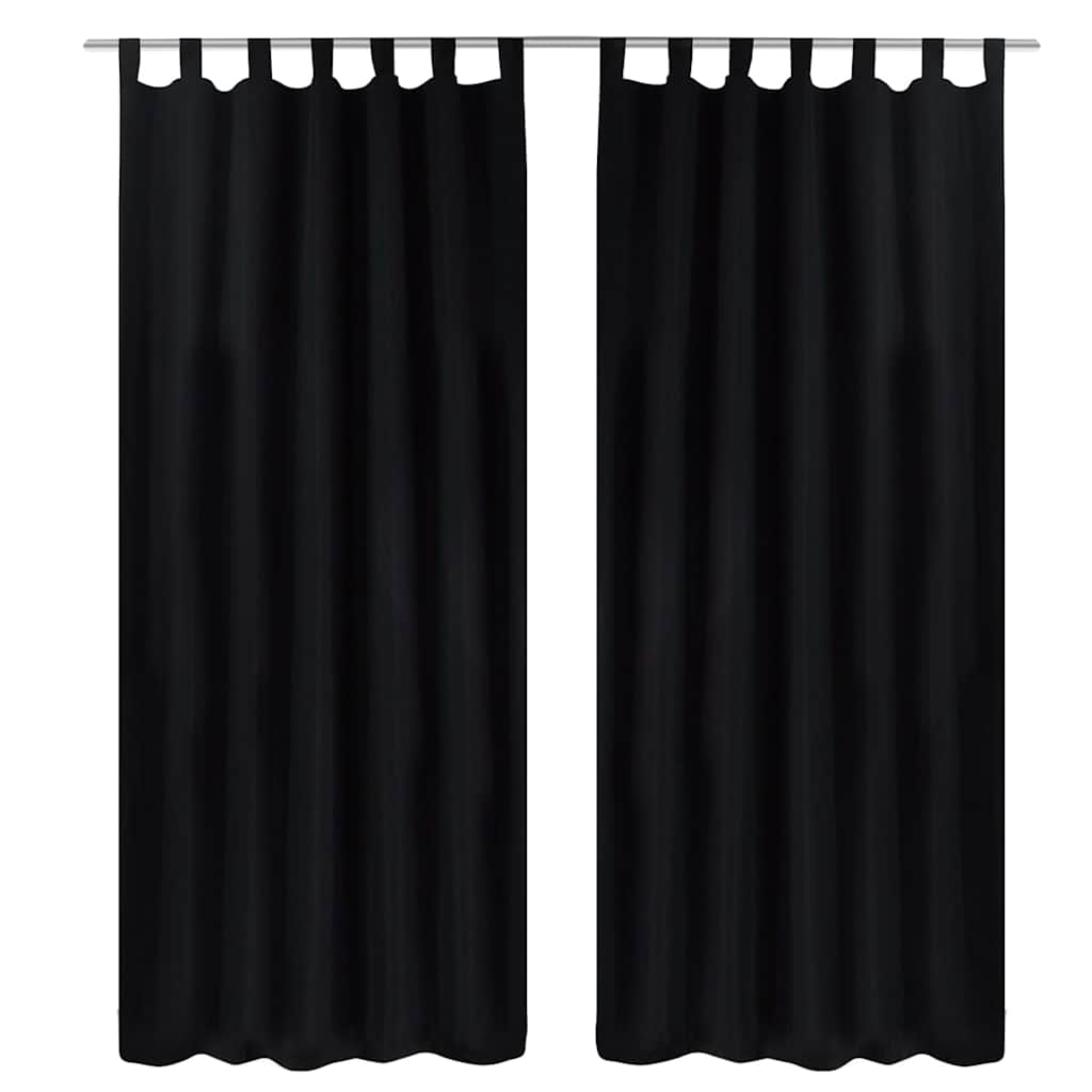 Aasadega mikrosatiinist kardinad 2 tk 140 x 225 cm must