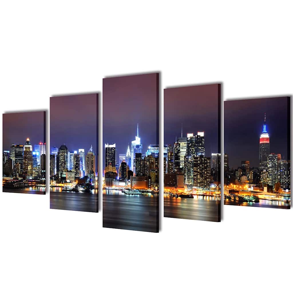 Värviline New Yorgi siluetiga lõuend seinale 100 x 50 cm