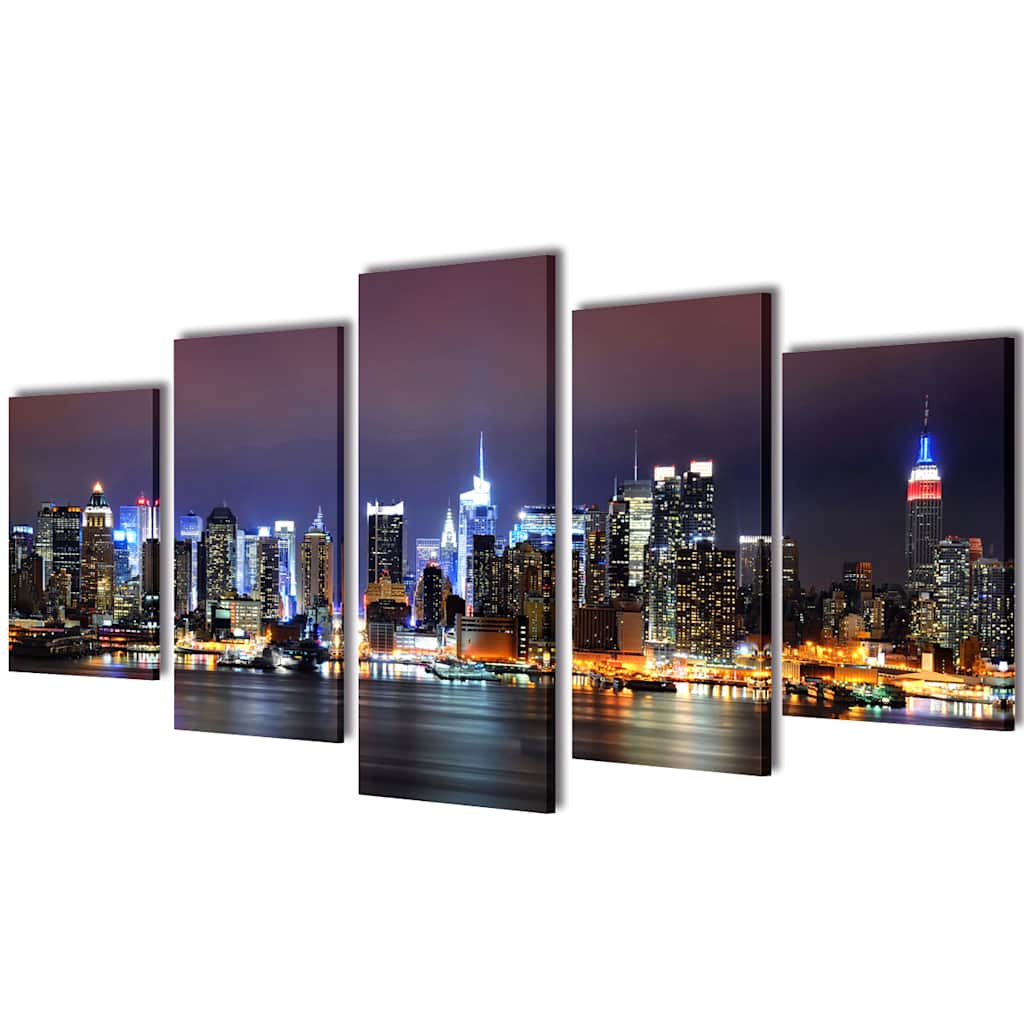 Värviline New Yorgi siluetiga lõuend seinale 200 x 100 cm