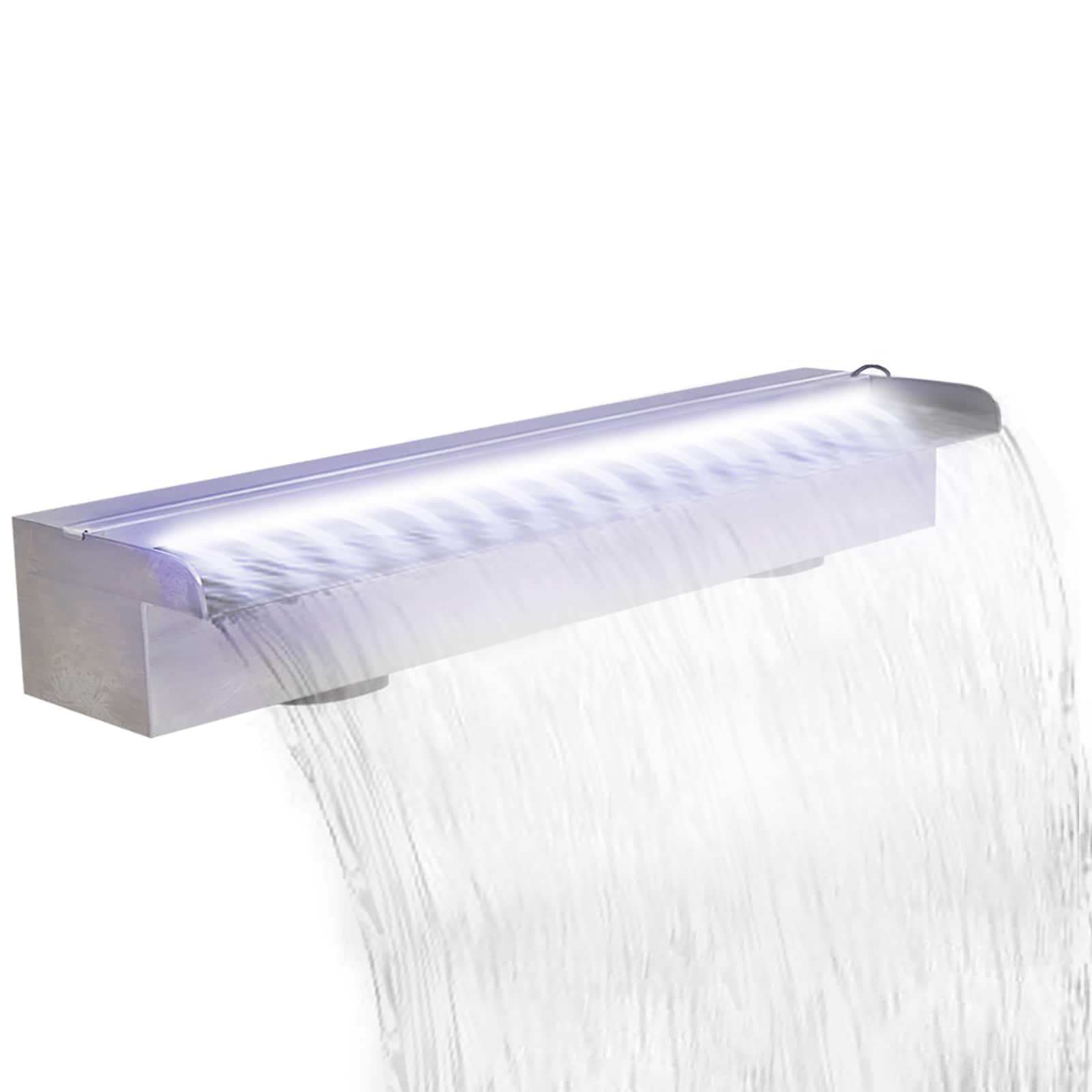 Ristkülikukujuline basseini purskkaev LED-tuledega terasest 60 cm