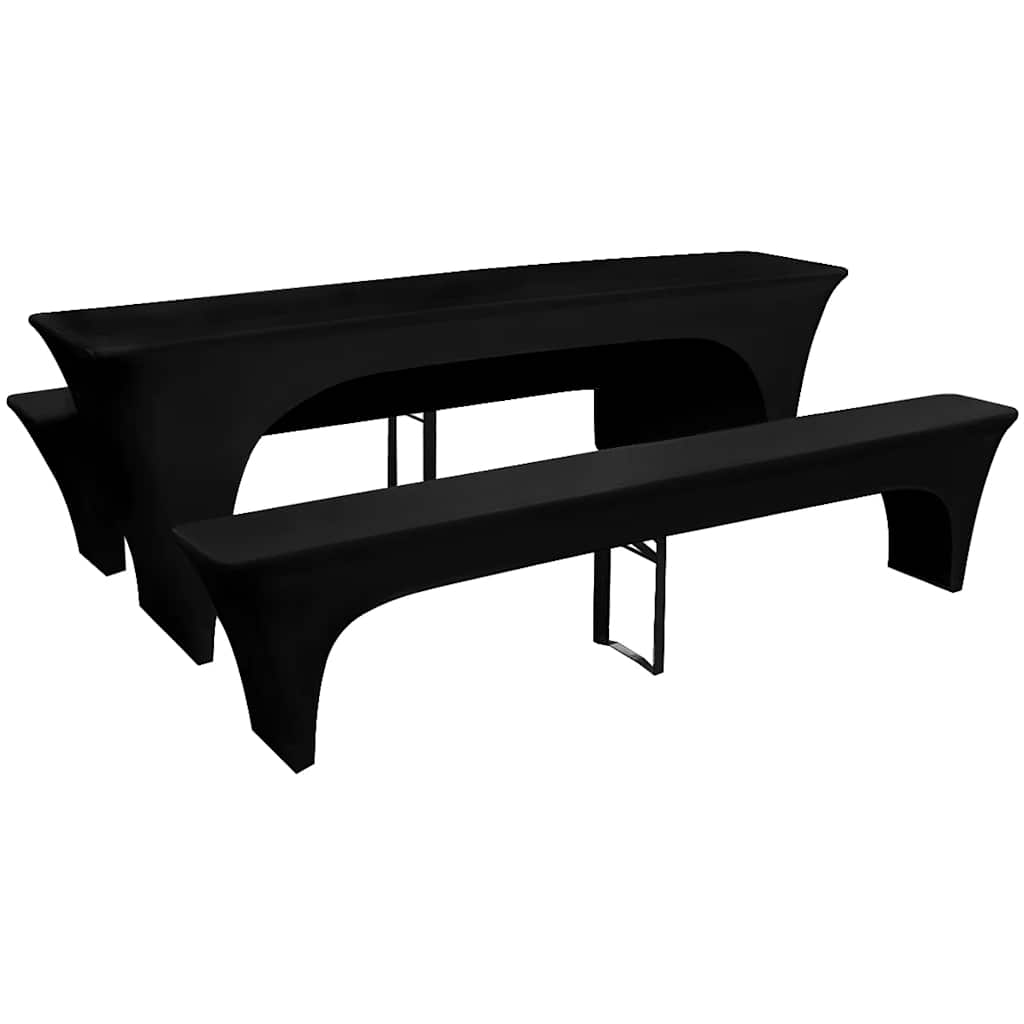3 venivast materjalist mööblikatet õllelauale ja -pinkidele, must 220 x 70 x 80 cm
