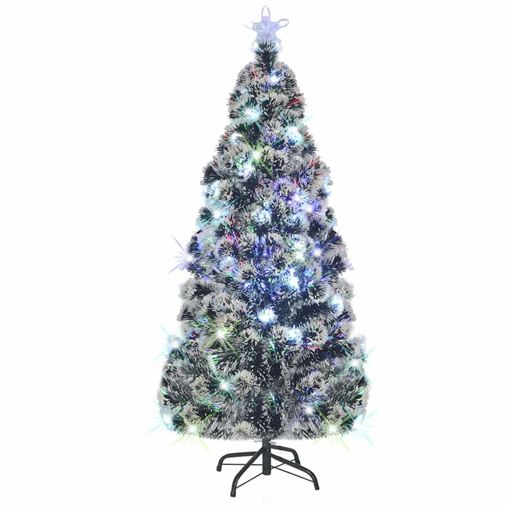 Valgustatud kunstjõulukuusk alusega ja LED, 210 cm, kiudoptiline