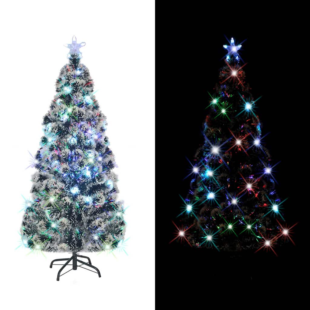 Valgustatud kunstjõulukuusk alusega ja LED, 210 cm, kiudoptiline