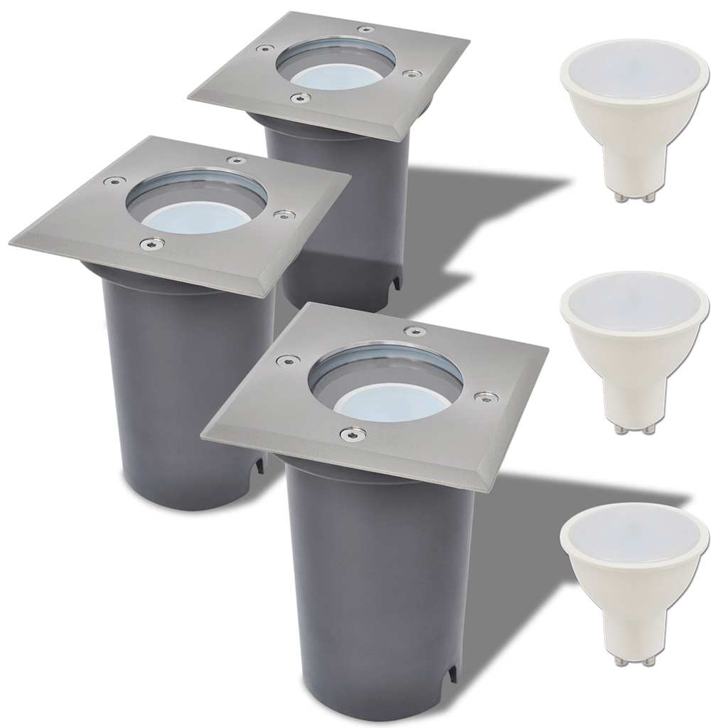 Maapinna LED-valgustid 3 tk kandiline