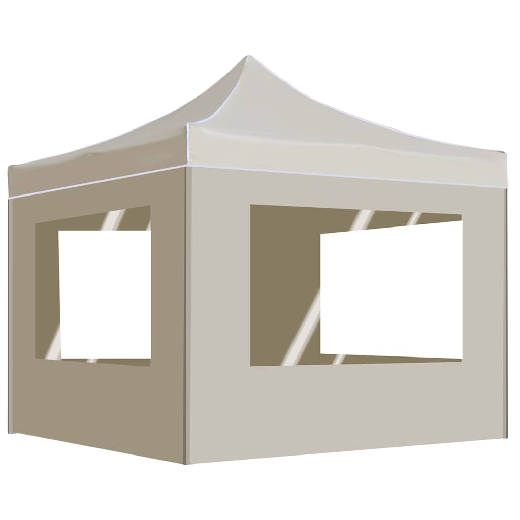 Kokkupandav peotelk seintega, alumiinium, 3 x 3 m, kreemjas