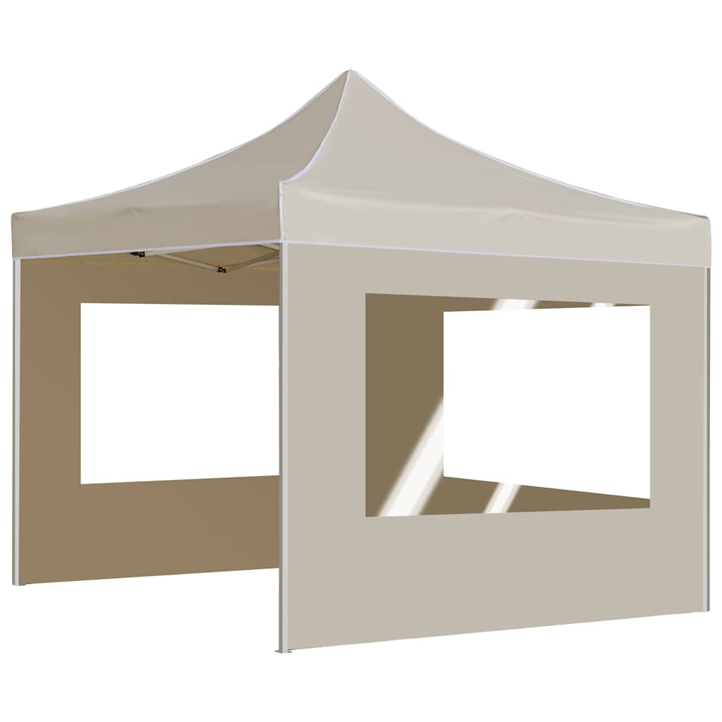 Kokkupandav peotelk seintega, alumiinium, 3 x 3 m, kreemjas