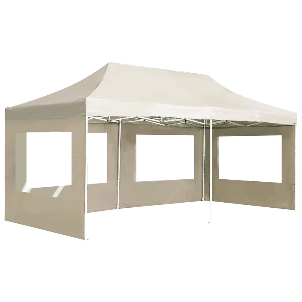 Kokkupandav peotelk seintega, alumiinium, 6 x 3 m, kreemjas