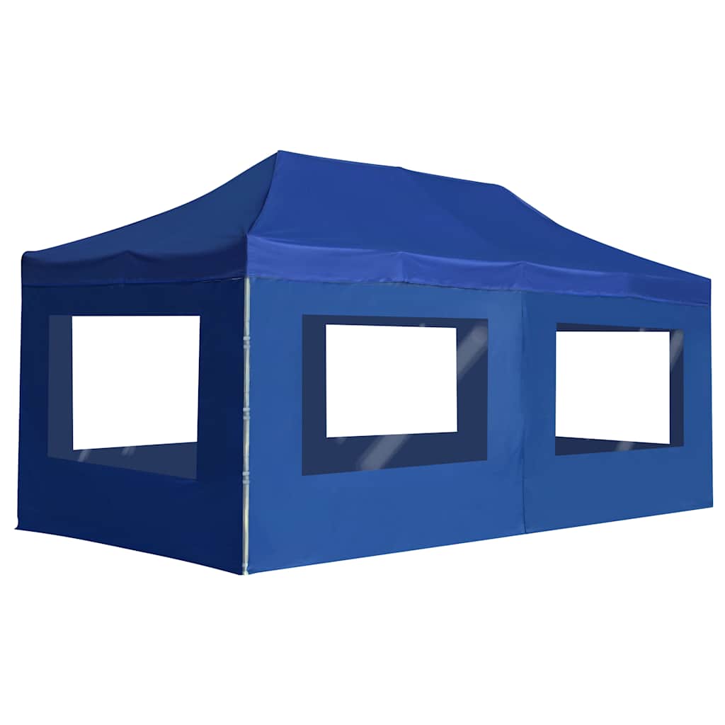 Kokkupandav peotelk seintega, alumiinium, 6 x 3 m, sinine