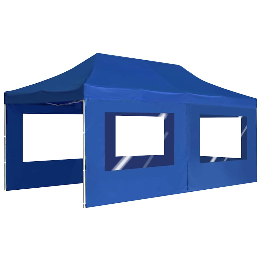 Kokkupandav peotelk seintega, alumiinium, 6 x 3 m, sinine