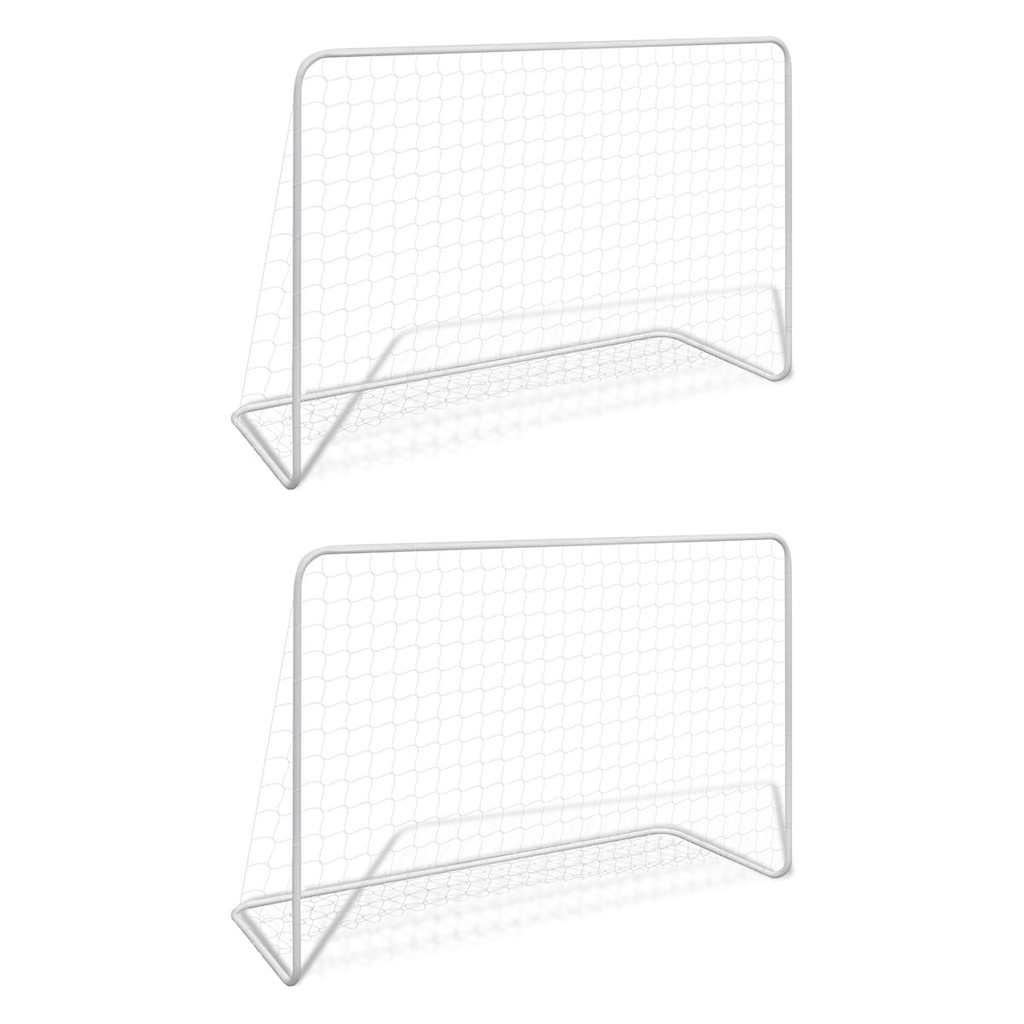 Jalgpalliväravad, 2 tk, 182 x 61 x 122 cm, teras, valge