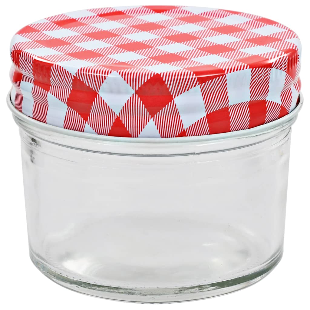 Valgete ja punaste kaantega klaasist moosipurgid 24 tk 110 ml