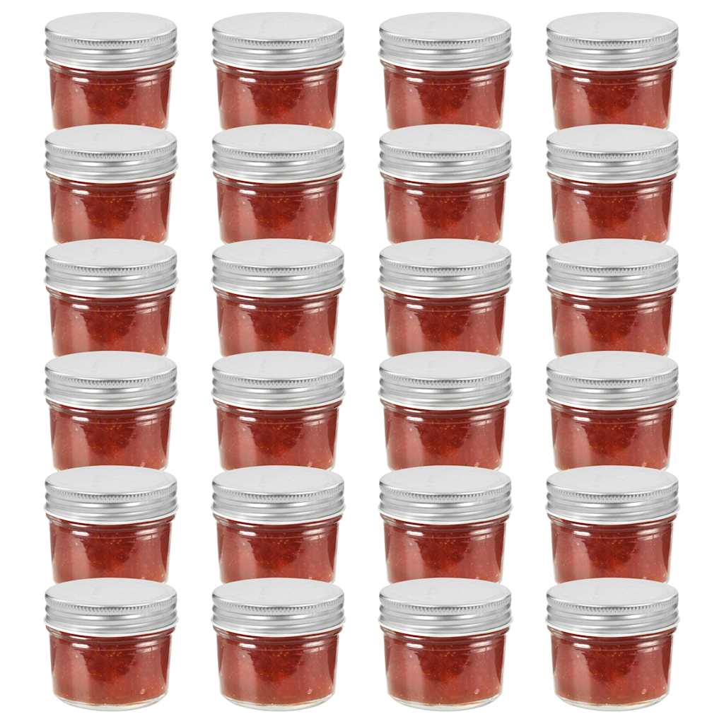 Hõbedaste kaantega klaasist moosipurgid 24 tk, 110 ml
