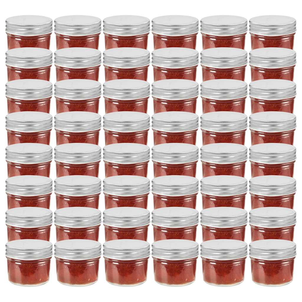Hõbedaste kaantega klaasist moosipurgid 48 tk, 110 ml