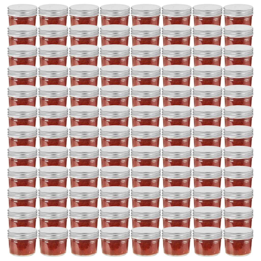 Hõbedaste kaantega klaasist moosipurgid 96 tk, 110 ml
