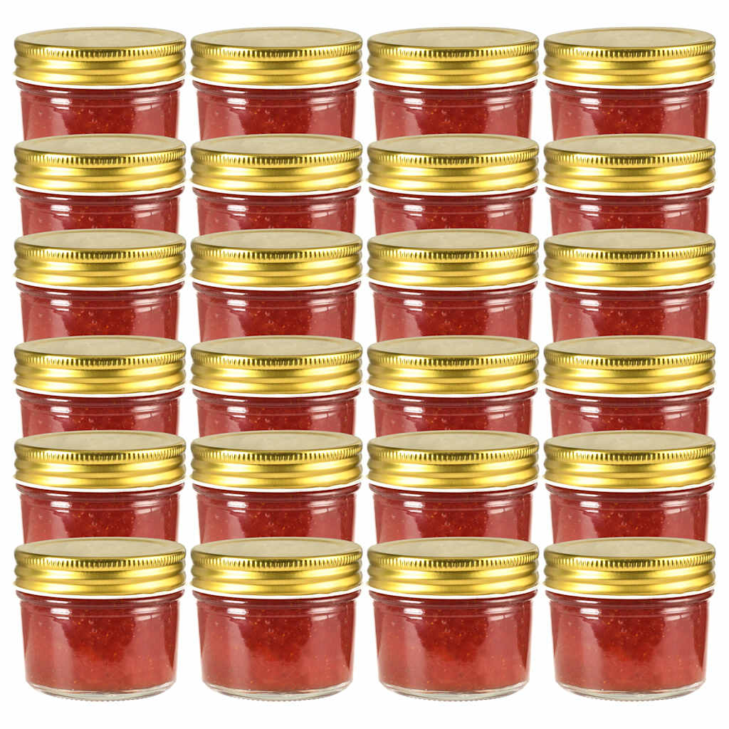 Kuldsete kaantega klaasist moosipurgid 24 tk, 110 ml