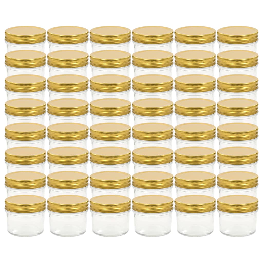 Kuldsete kaantega klaasist moosipurgid 48 tk, 110 ml