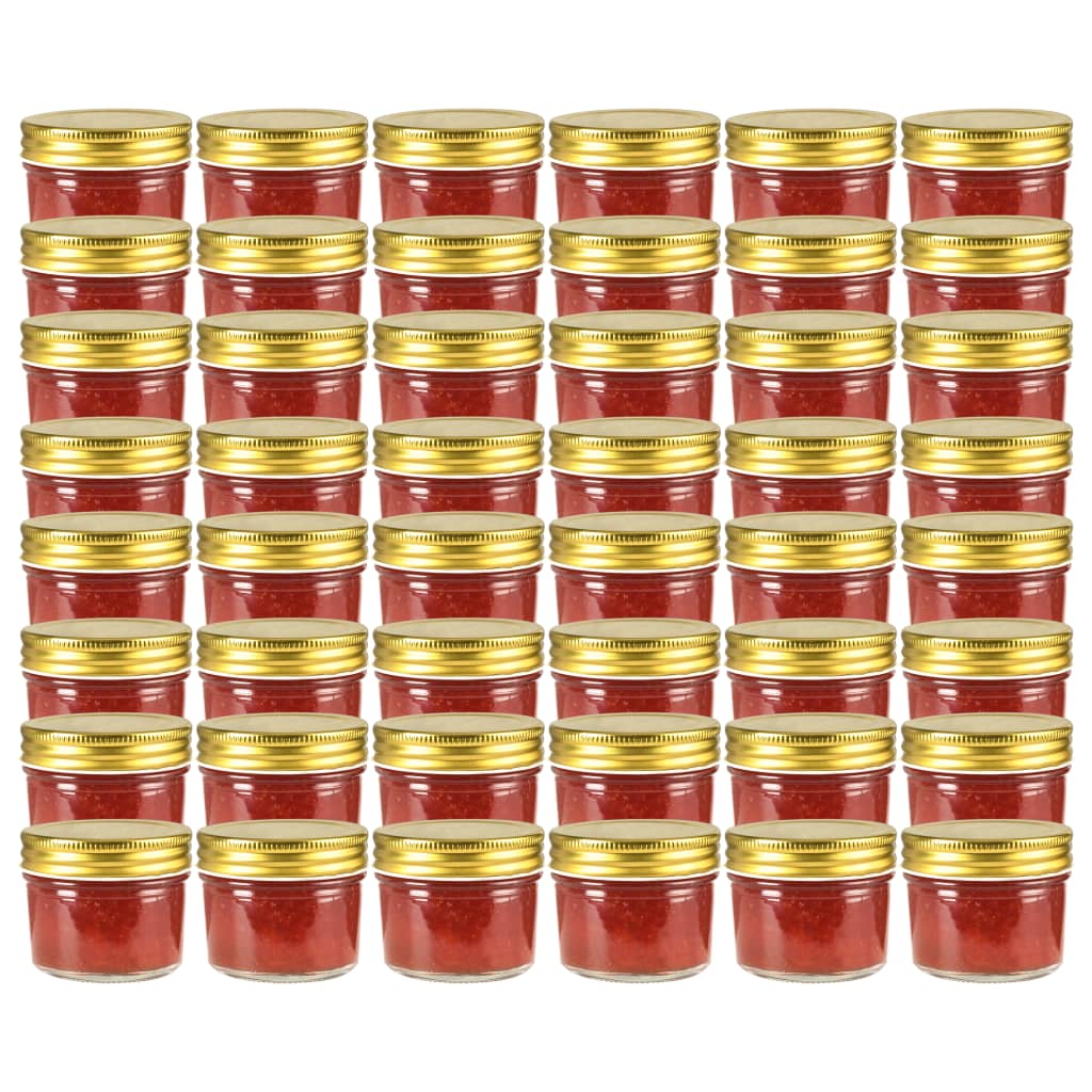 Kuldsete kaantega klaasist moosipurgid 48 tk, 110 ml