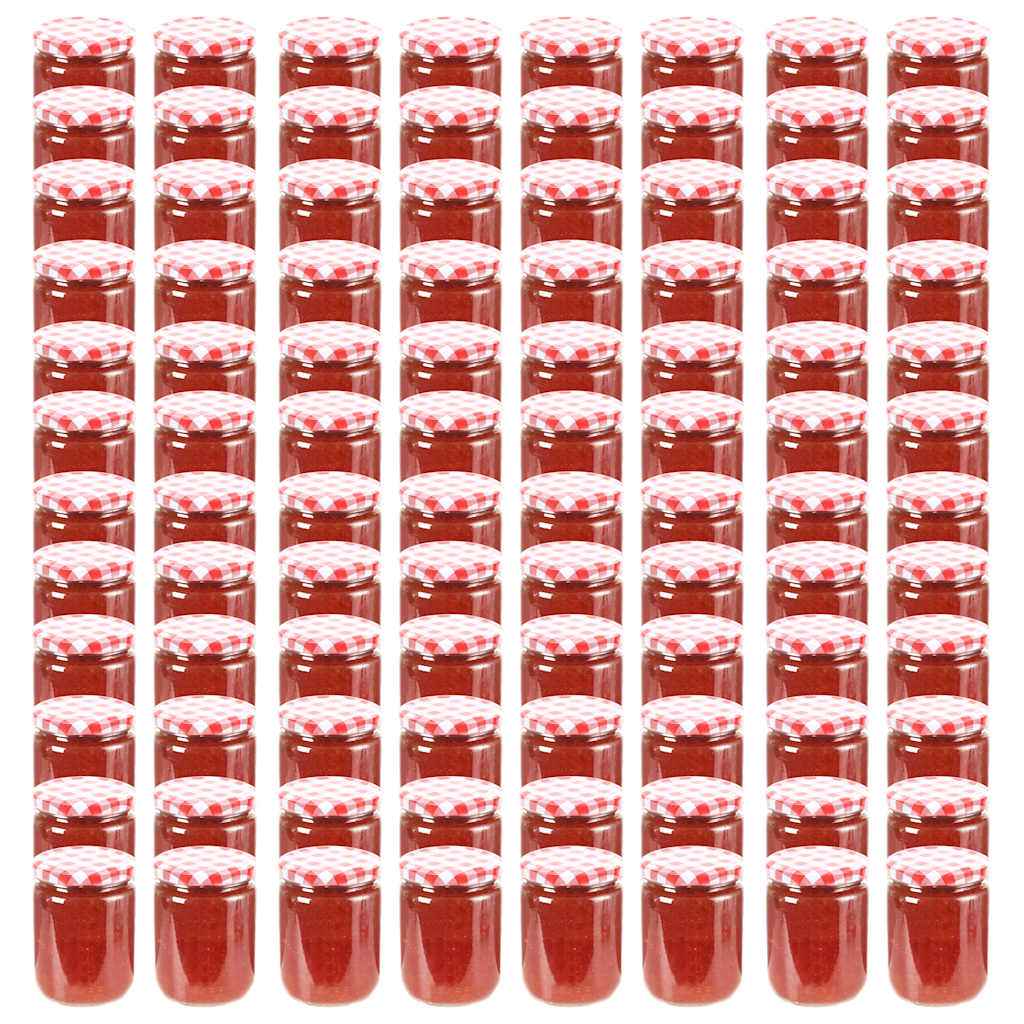 Klaasist moosipurgid valge ja punase kaanega 96 tk, 230 ml