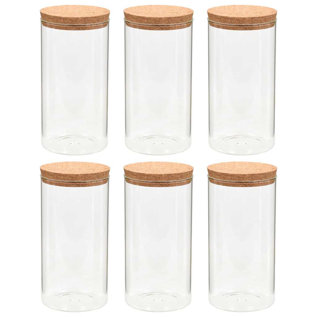 Korgist kaanega klaasist säilituspurgid 6 tk, 1400 ml