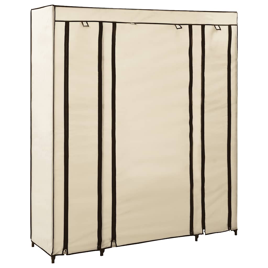 Sektsioonide ja torudega kapp, kreemjas, 150x45x176 cm, kangast