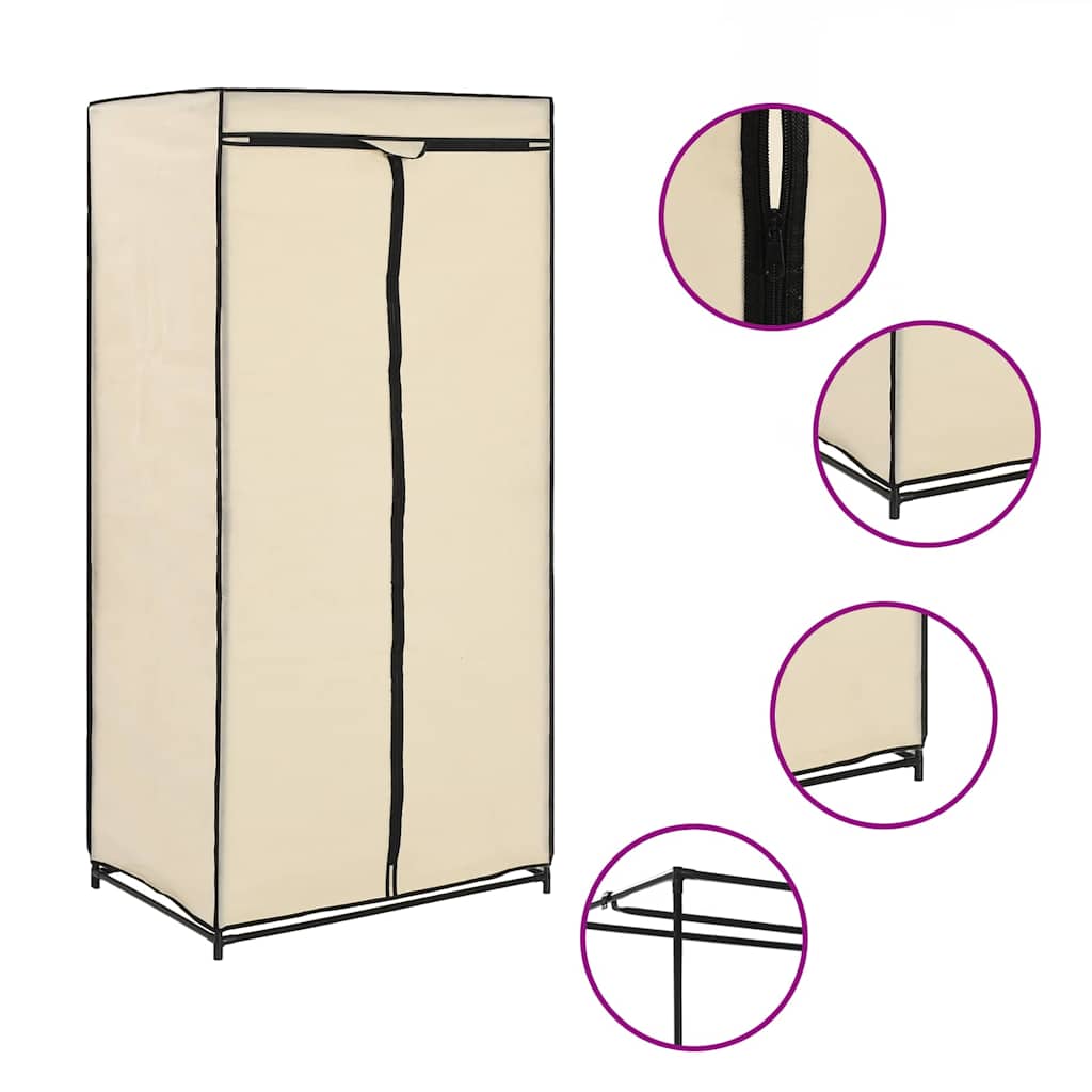 Riidekapp kreemjasvalge 75 x 50 x 160 cm