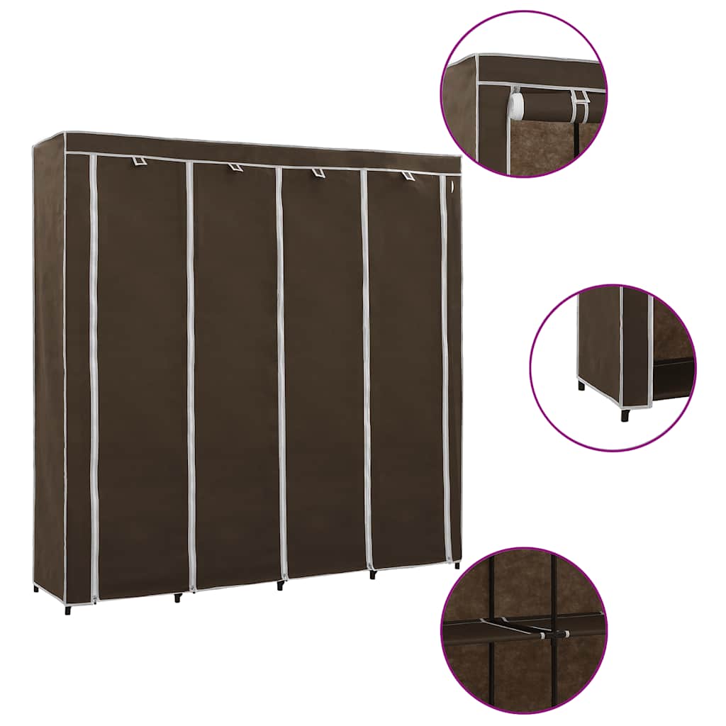 Garderoob 4 sektsiooniga, pruun 175 x 45 x 170 cm