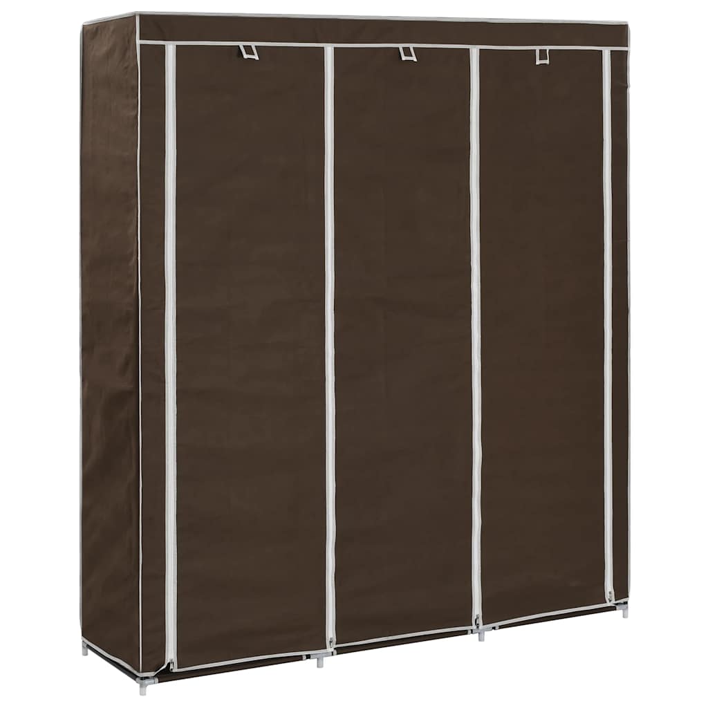 Riidekapp sektsioonide ja käsipuude abil, pruun, 150 x 45 x 175 cm, kangas