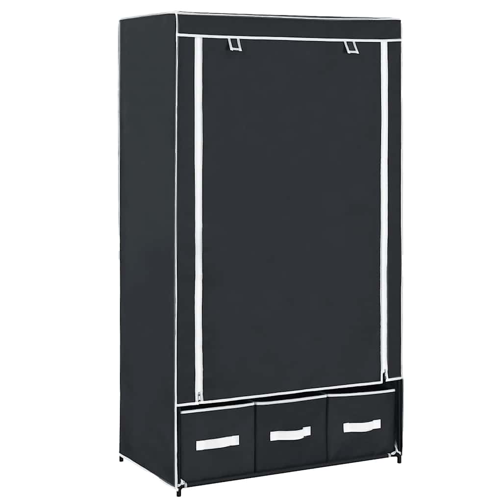 Garderoob, must, 87 x 49 x 159 cm, kangas