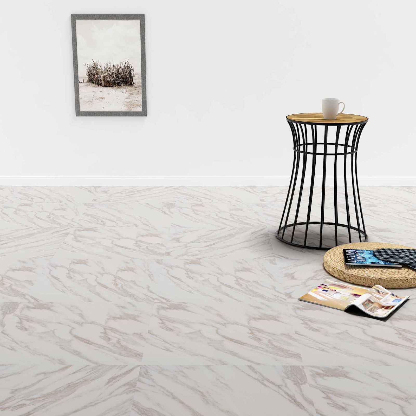 Põrandaplaadid Valge Marmor 5,11 m² 55 tk PVC