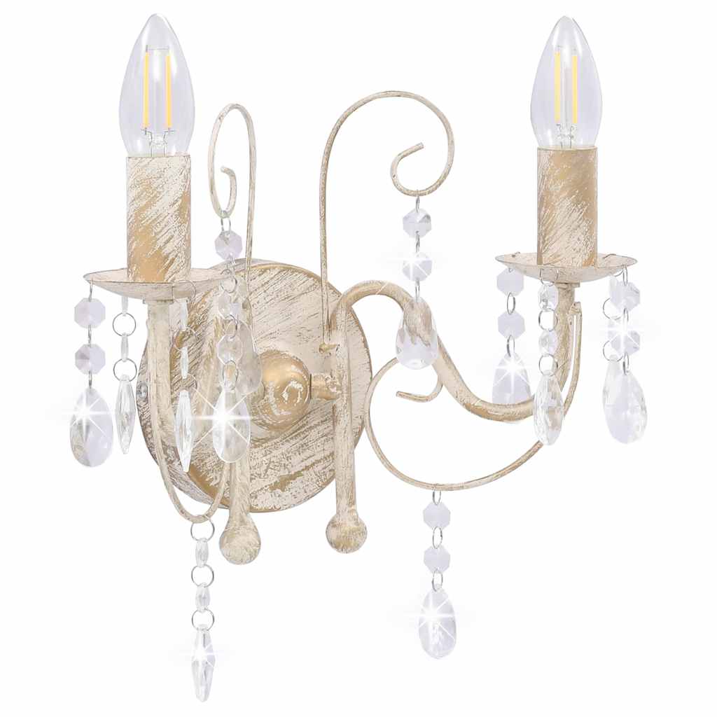 Lamp helmestega, antiikvalge, 2 x E14 pirni