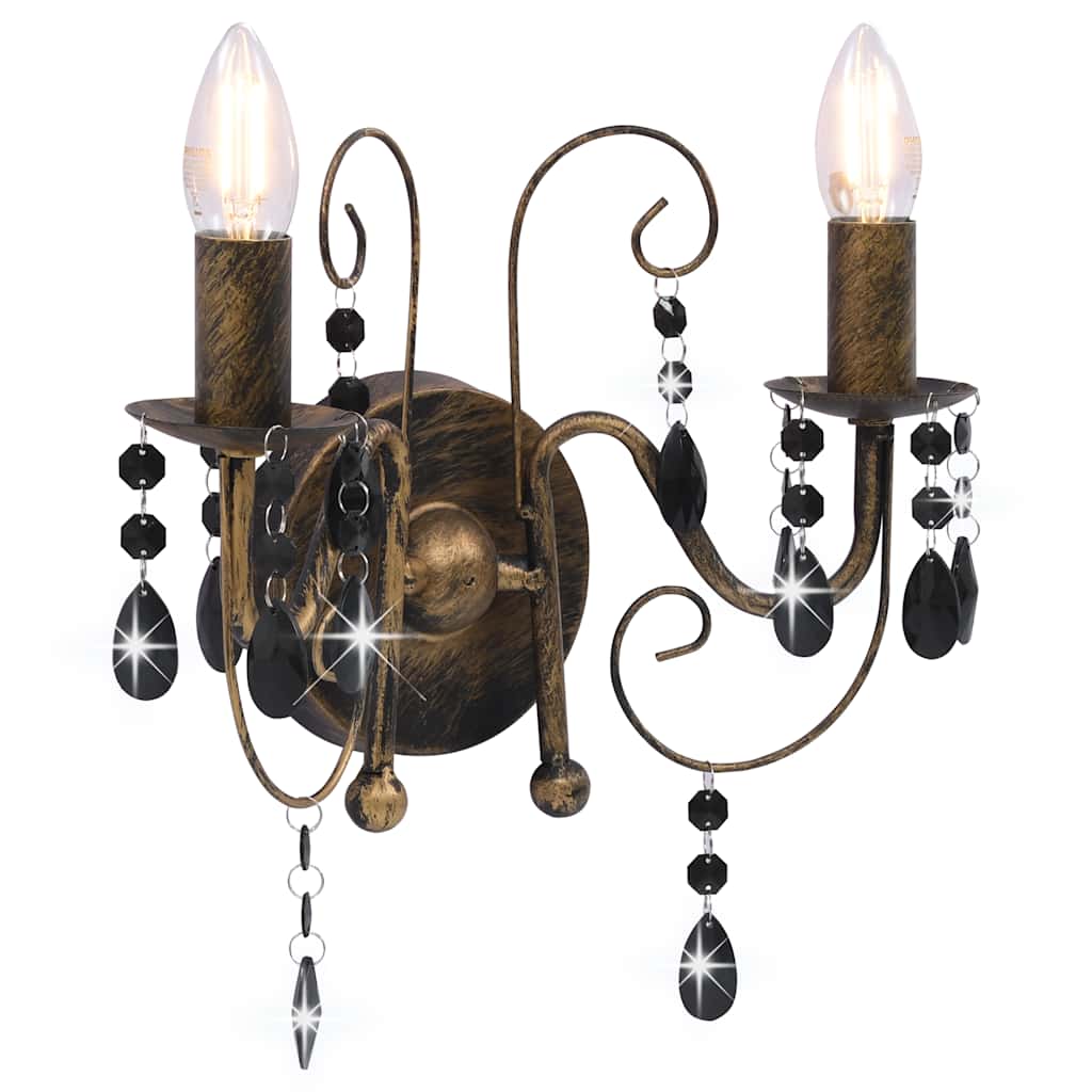 Lamp helmestega, antiikmust, 2 x E14 pirni