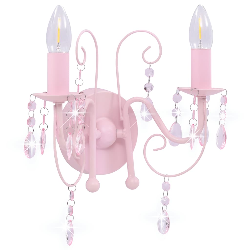 Lamp helmestega roosa ümmargune 2 x E14 pirni
