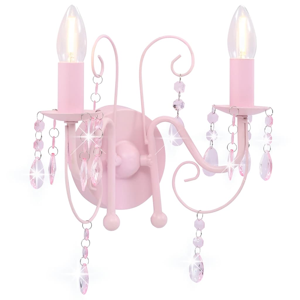 Lamp helmestega roosa ümmargune 2 x E14 pirni