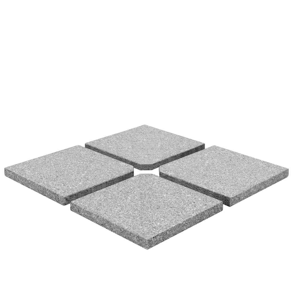 Päevavarju raskusplaadid, 4 tk, hall graniit, kandiline, 100 kg