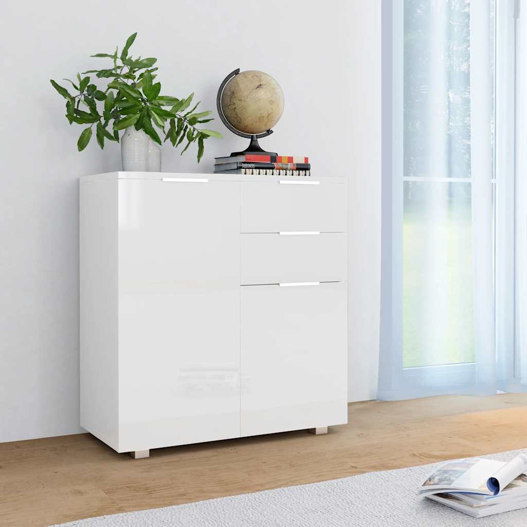 Puhvetkapp kõrgläikega valge 71 x 35 x 80 cm, tehispuit