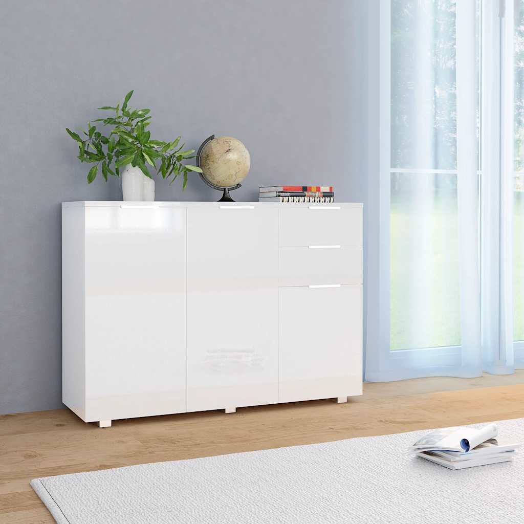 Puhvetkapp kõrgläikega valge 107x35x80,5 cm