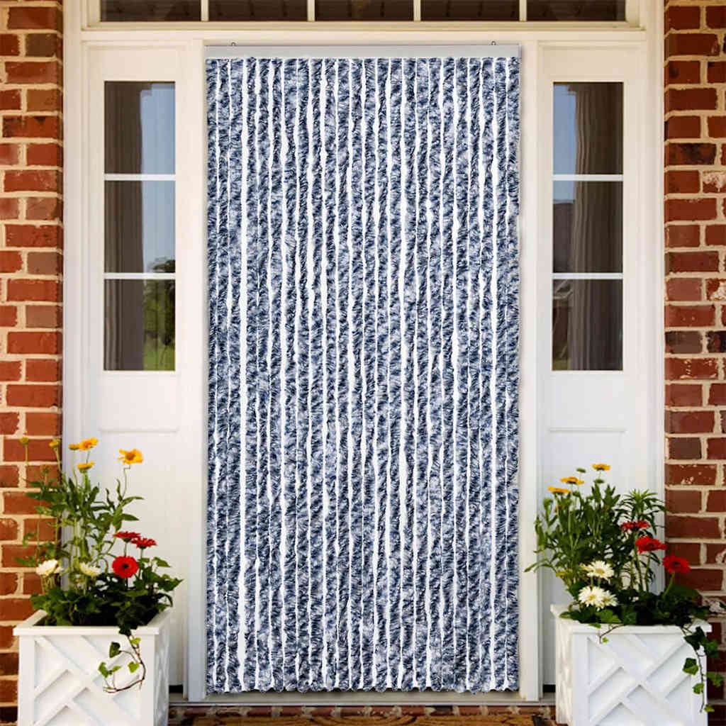 Putukakardin sinine, valge ja hõbedane 100 x 220 cm šenill