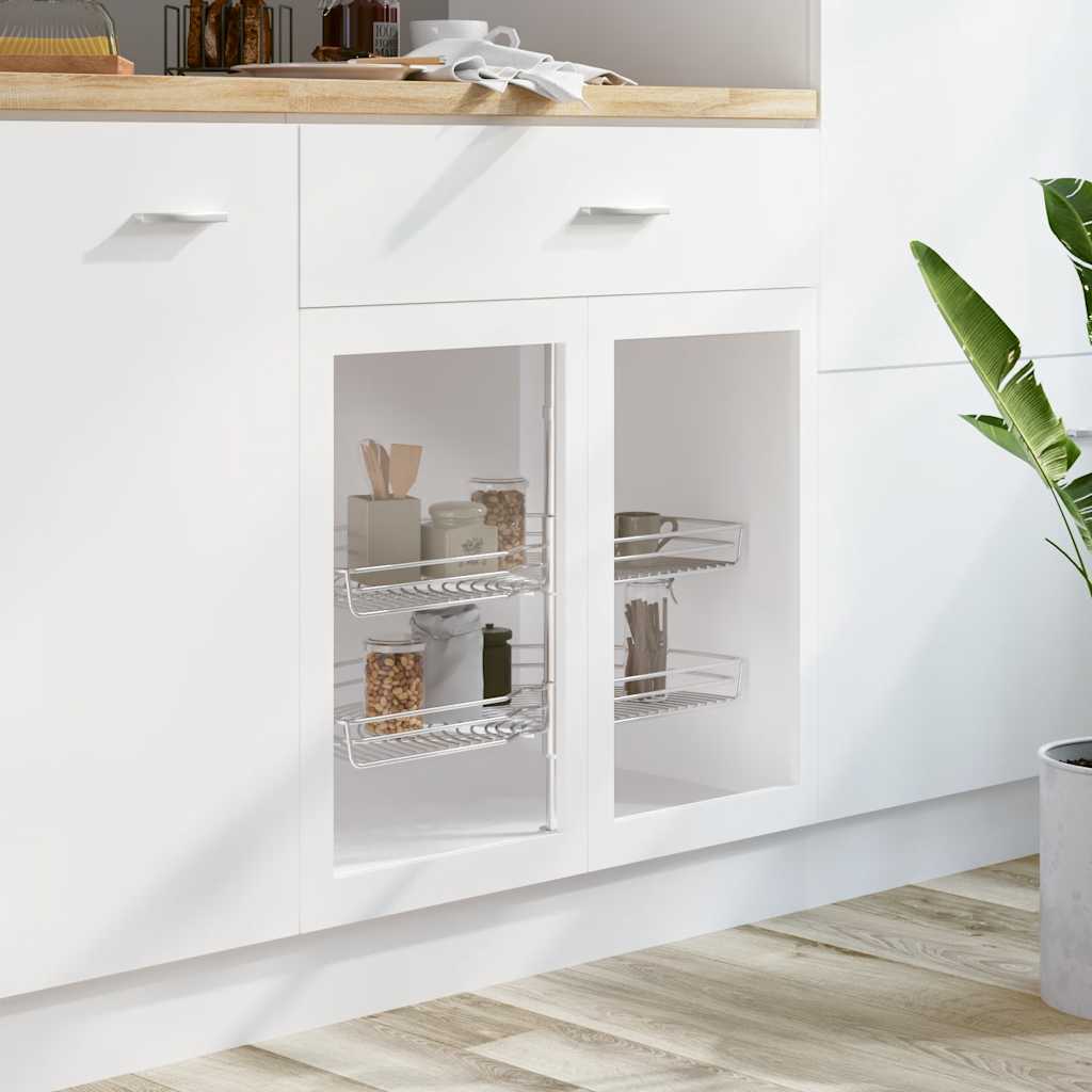 2 riiuliga köögi traatkorv hõbedane 180 kraadi 75 x 38 x 80 cm
