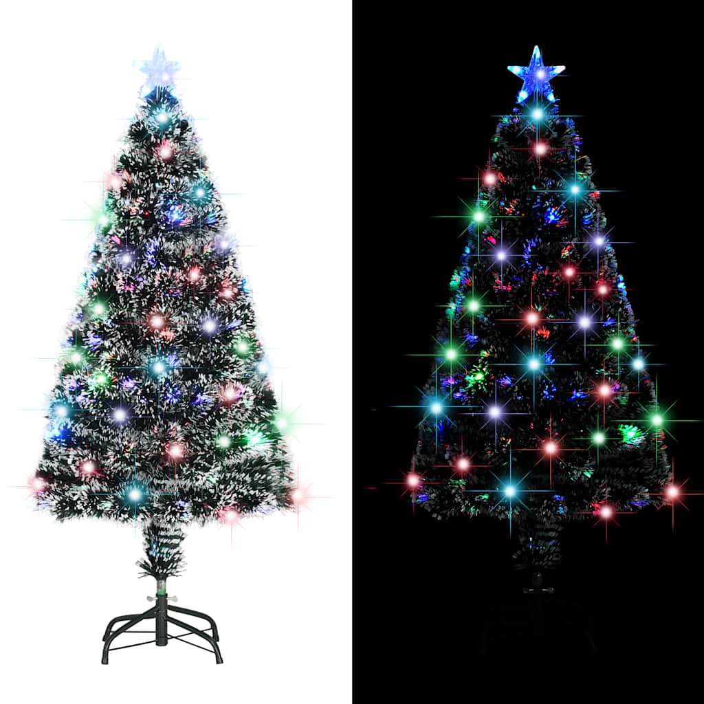 Valgustatud kunstjõulukuusk alusega ja LED, 120 cm, kiudoptiline