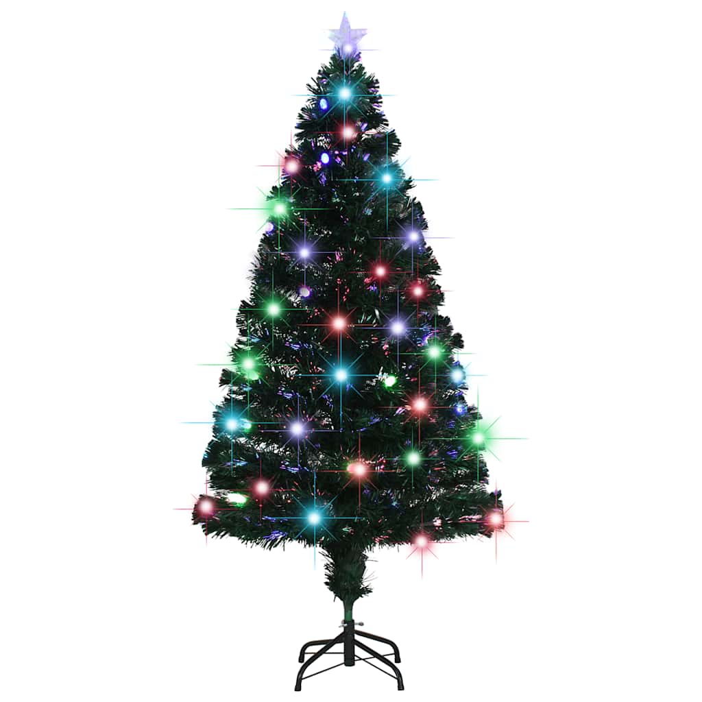 Valgustatud kunstjõulukuusk alusega ja LED, 150 cm, kiudoptiline