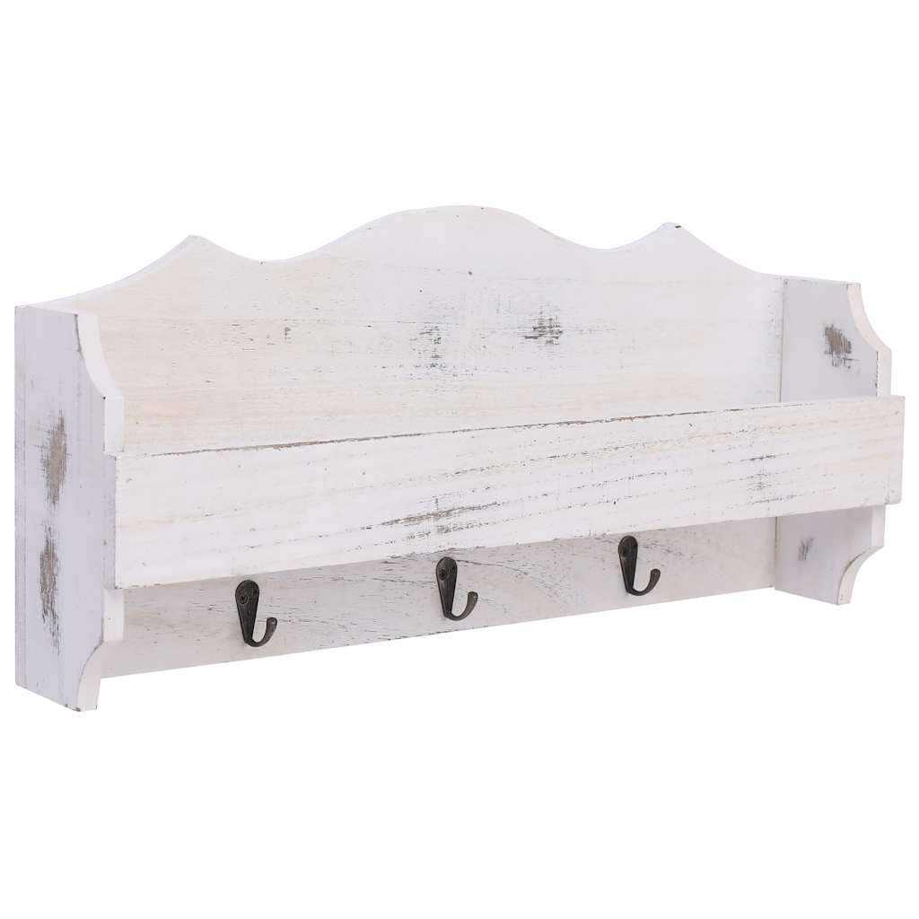 Seinale kinnitatav riidenagi, valge, 50 x 10 x 23 cm, puit