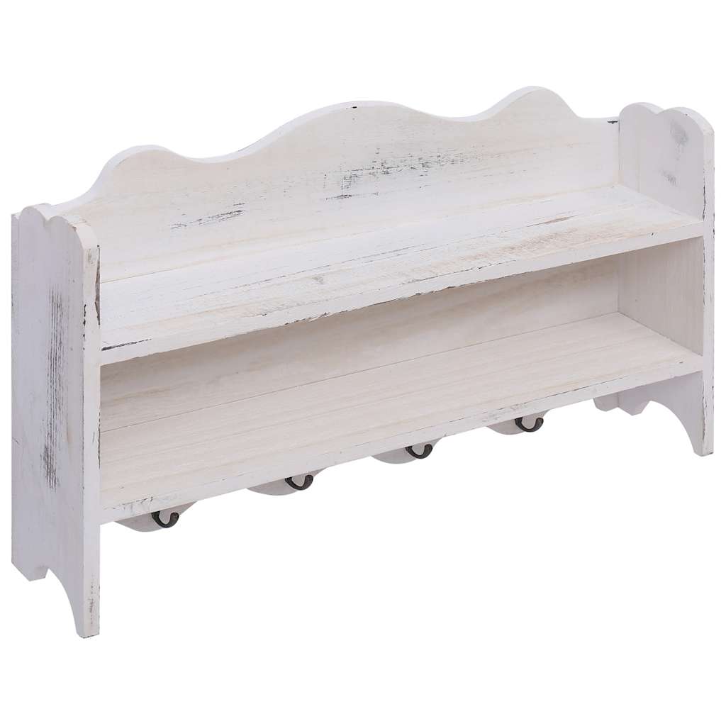 Seinale kinnitatav riidenagi, valge, 50 x 10 x 30 cm, puidust