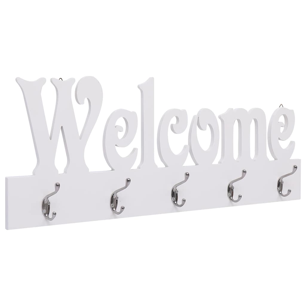 Seinale kinnitatav riidenagi, WELCOME, valge, 74 x 29,5 cm