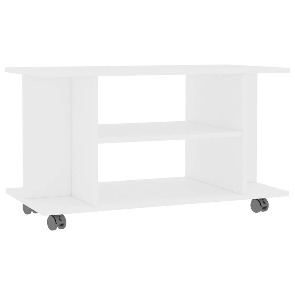 Ratastega telerikapp, valge, 80 x 40 x 45 cm, tehispuit
