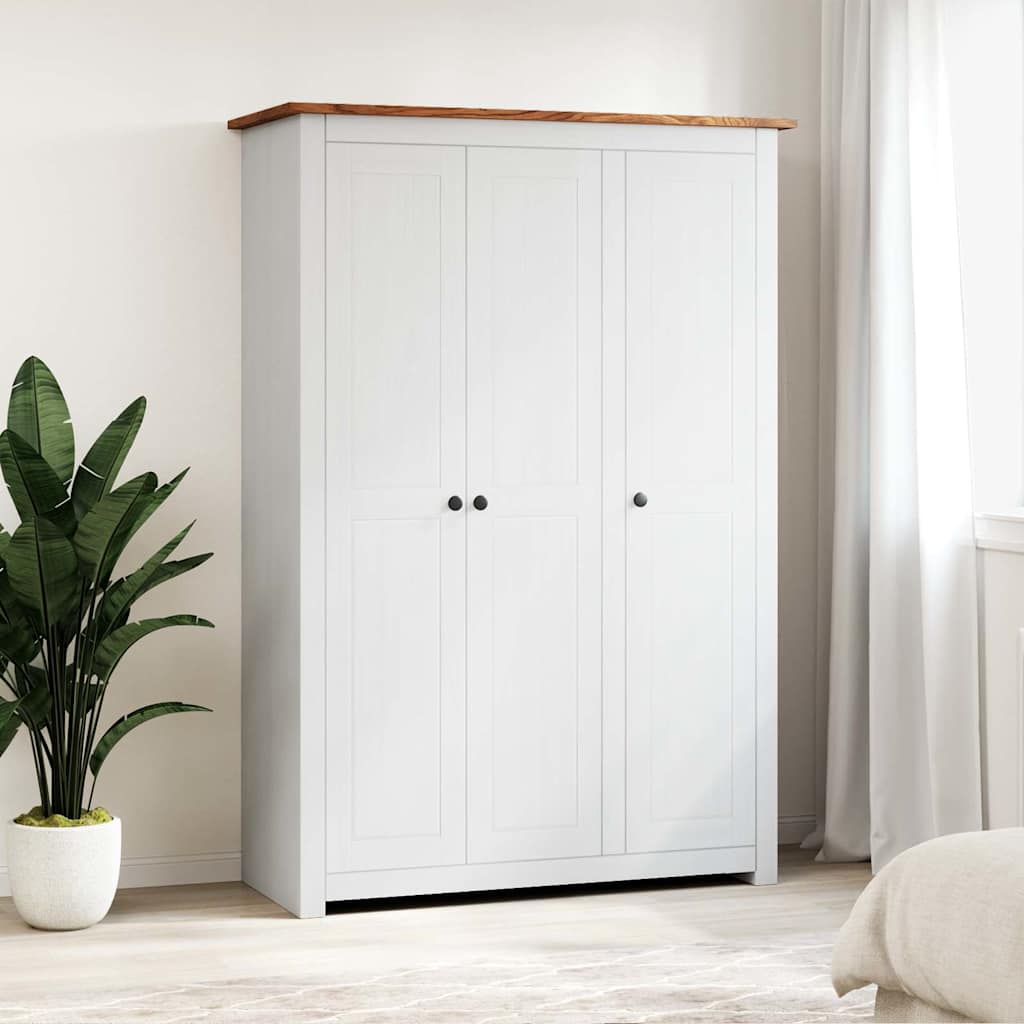 3 uksega riidekapp valge 118x50x171,5 cm mänd Panama sari
