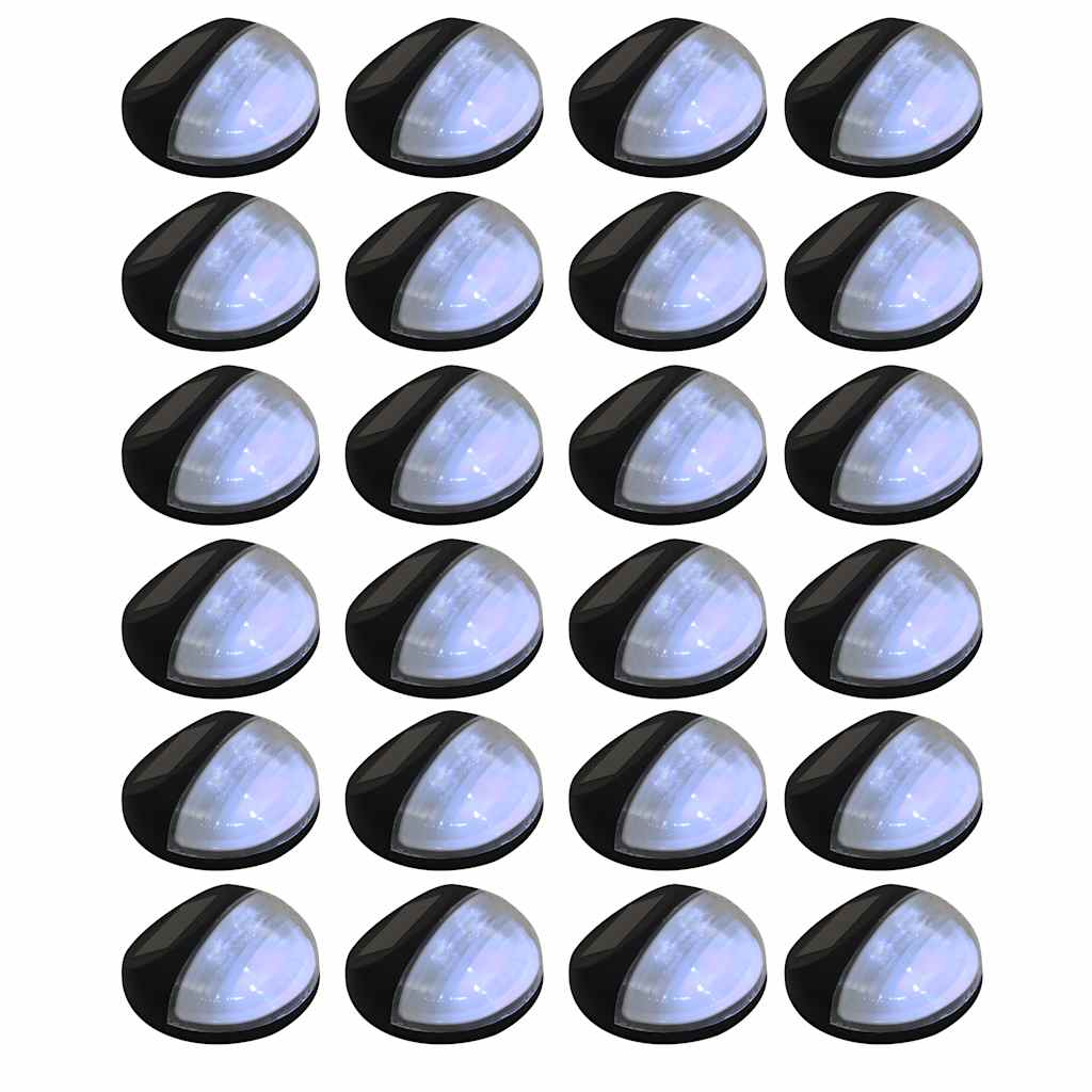 Päikesepatareiga seinavalgustid, LED, 24 tk ümmargune, must