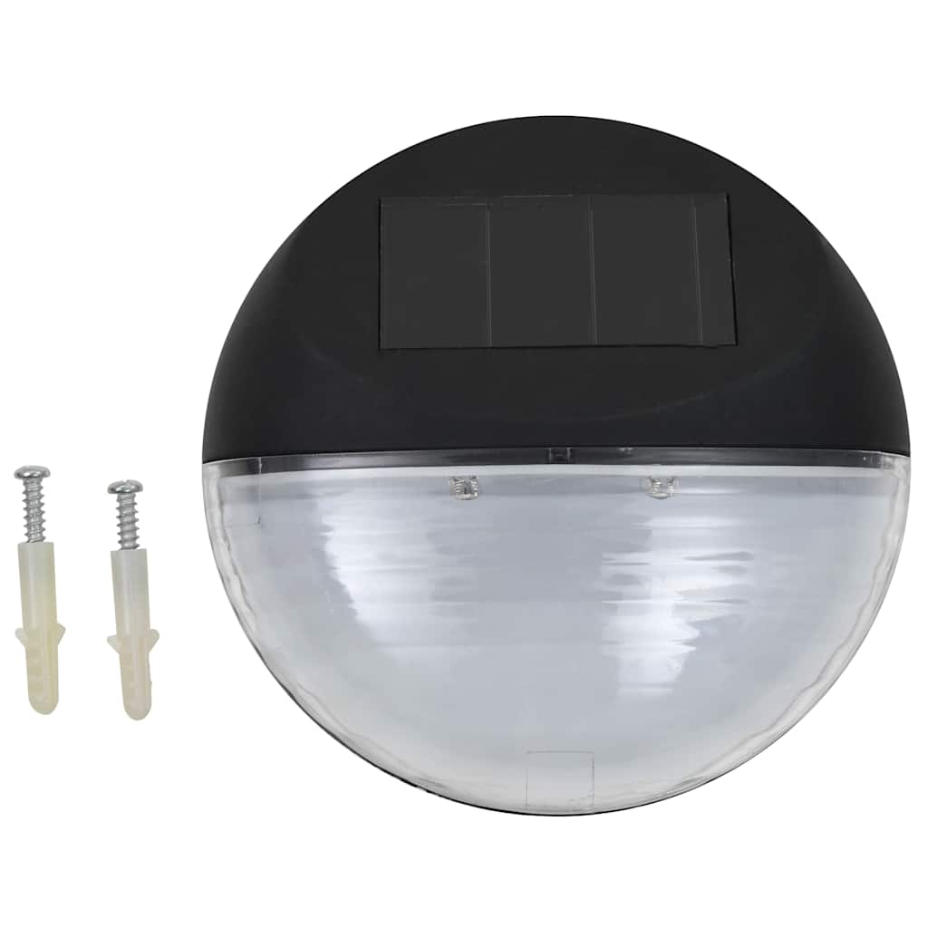 Päikesepatareiga seinavalgustid, LED, 24 tk ümmargune, must