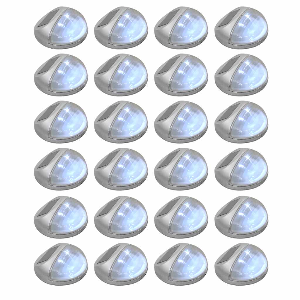 Päikesepatareiga seinavalgustid, LED, 24 tk ümmargune, hõbedane